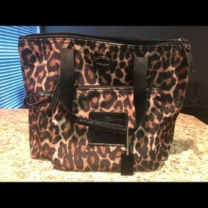 Coach leopard print makeup bag 12"